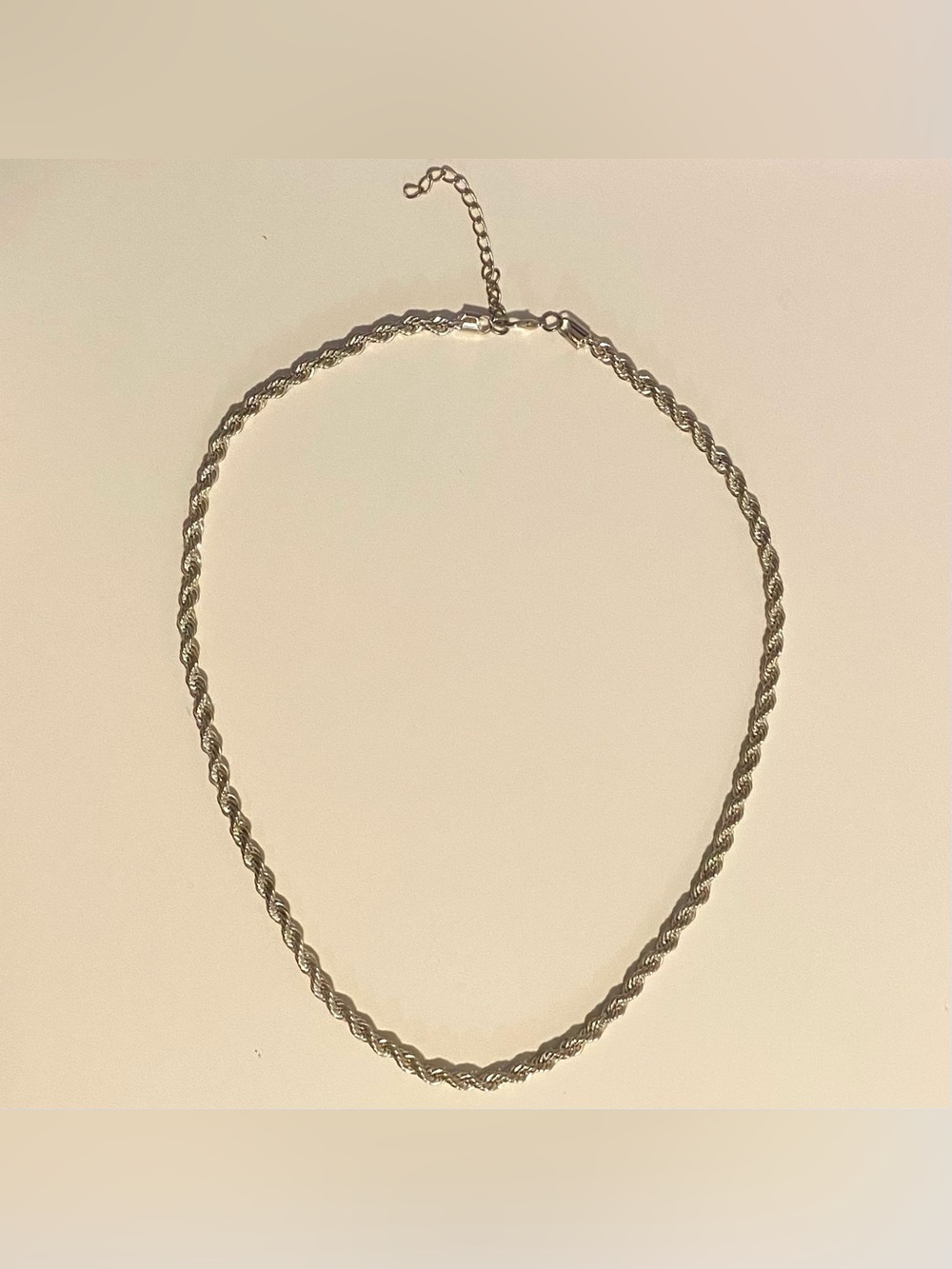 Silver Tone Twisted Rope Chain Necklace